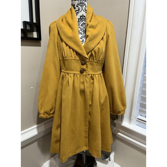Anthropologie Plenty by Tracy Reese Mustard Mod Rockabilly Jacket Coat Sz Small - Picture 2 of 12